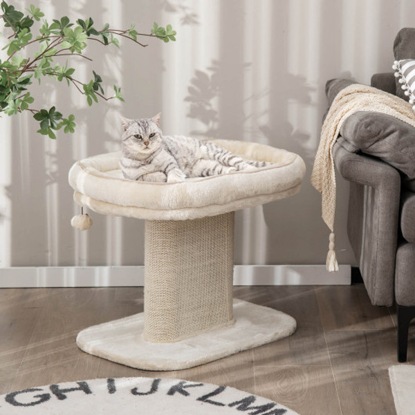 Modern Cat Tree Tower With Plush Perch And Sisal Scratching Plate Beige Pv10026Be By Cw