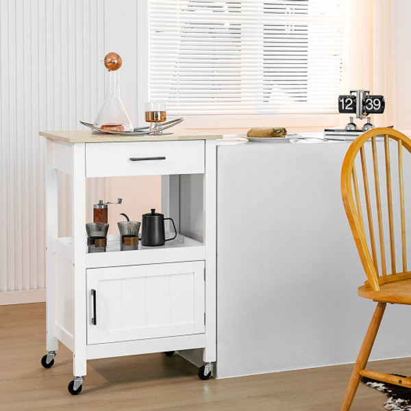 Kitchen Island With Storage Drawer And 3 Hooks White Kc54241Wh By Cw