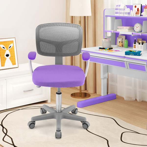 Adjustable Desk Chair With Auto Brake Casters For Kids Purple Hy10040Zs By Cw