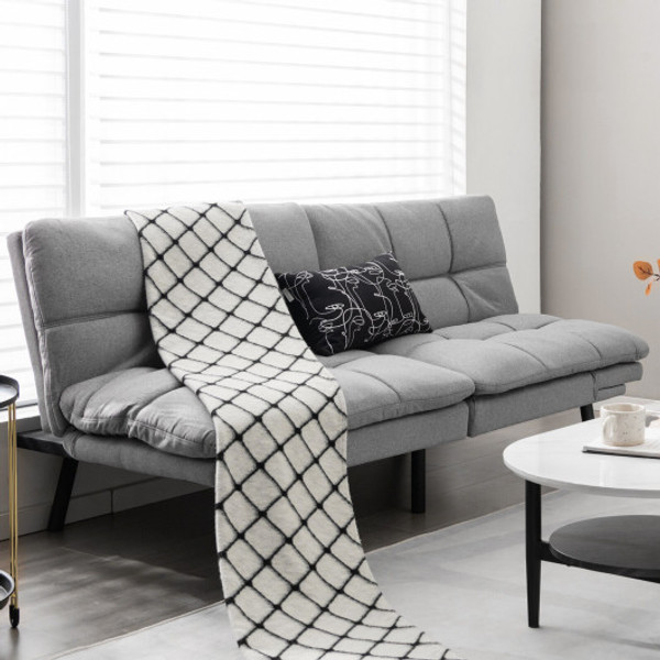 Convertible Memory Foam Futon Sofa Bed With Adjustable Armrest Gray Hv10326Gr By Cw