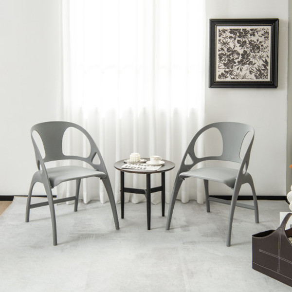 Folding Dining Chairs Set Of 2 With Armrest And High Backrest Gray Kc54714Sl 2 By Cw