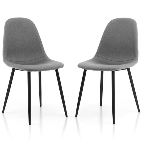 Dining Chairs Set Of 2 With Black Metal Legs Gray Hu10120Gr 2 By Cw