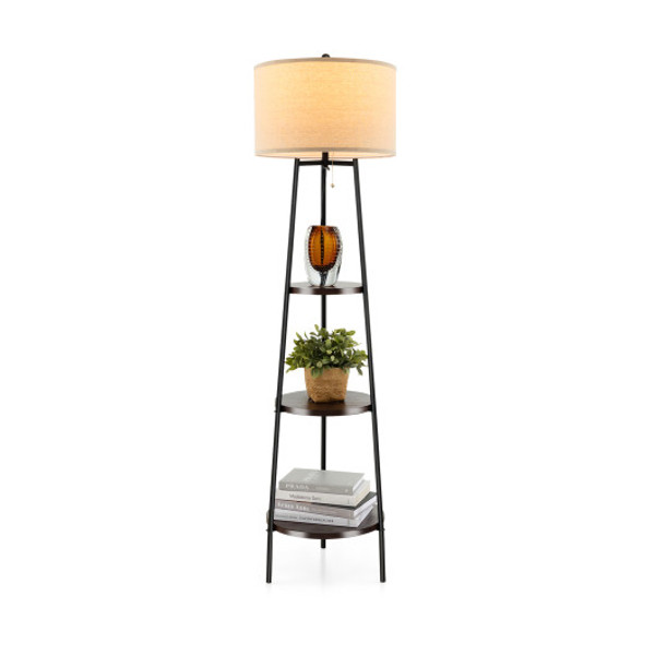 Shelf Floor Lamp With Storage Shelves And Linen Lampshade Eu10087Us By Cw