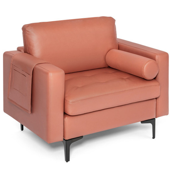 Modern Accent Chair With Bolster And Side Storage Pocket Pink Hv10310Re A Hv10310Re F By Cw