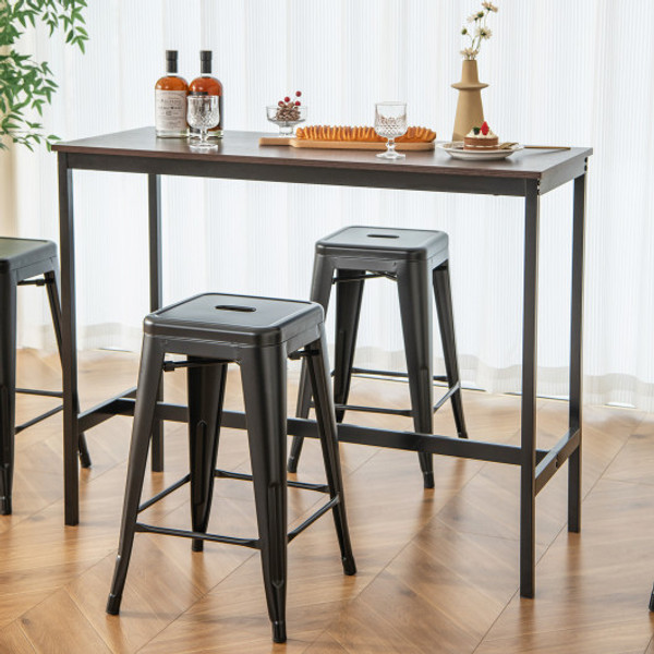 24 Inch Set Of 4 Tolix Style Counter Height Barstool Stackable Chair Black Jv10798Bk 4 By Cw
