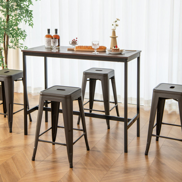 24 Inch Set Of 4 Tolix Style Counter Height Barstool Stackable Chair Gun Jv10798Gun 4 By Cw
