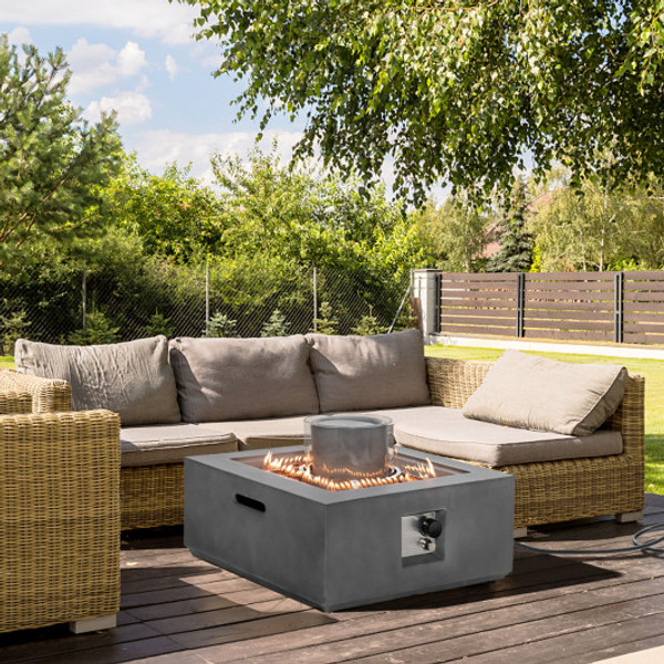 28 Inch 50000 Btu Patio Square Propane Fire Pit With Pvc Cover Gray Np10854Us Gr By Cw