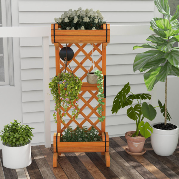 Planter Raised Bed With Trellis For Plant Flower Climbing Orange Gt3923Or By Cw