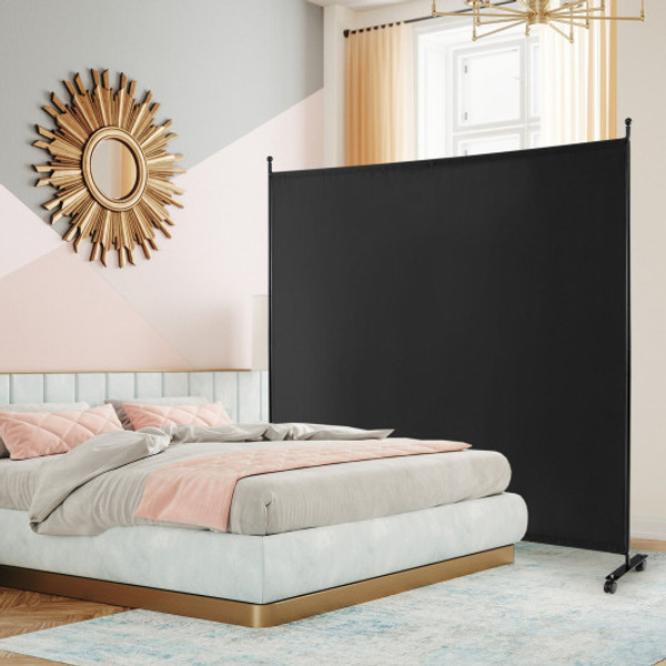 6 Feet Single Panel Rolling Room Divider With Smooth Wheels Jv10722Bk By Cw