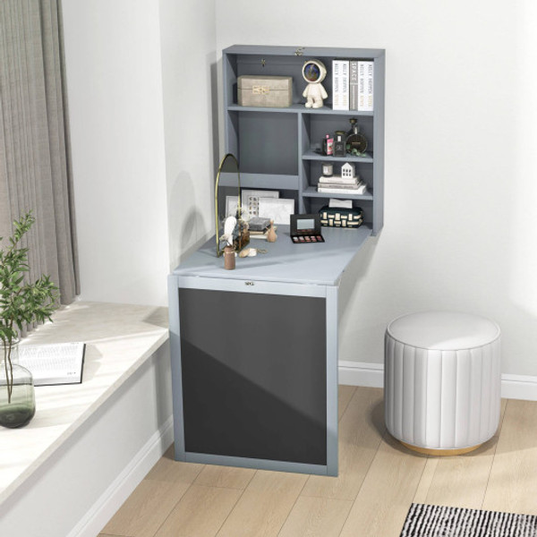 Convertible Wall Mounted Table With A Chalkboard Gray Hw61920Gr By Cw