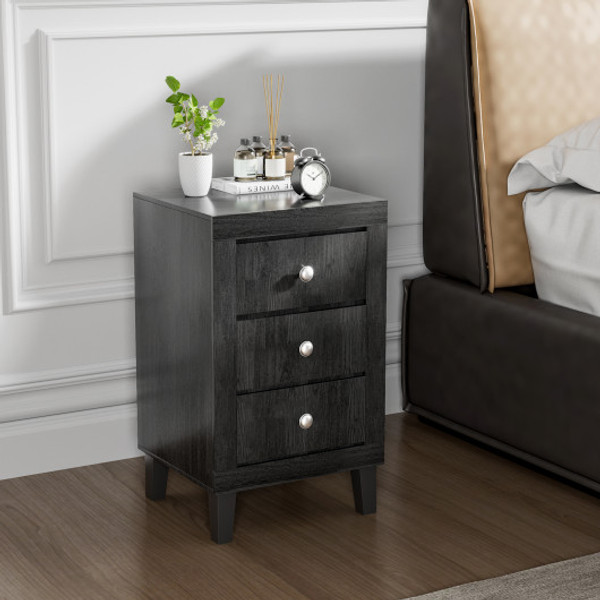 Modern Nightstand With 3 Drawers For Bedroom Living Room Black Jv10843Bk By Cw