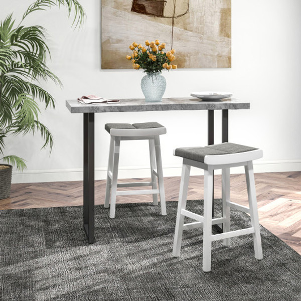 2 Pieces 26 31 5 Inch Upholstered Saddle Barstools With Padded Cushions 26 Inches Jv10858Gr 24 By Cw