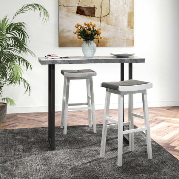 2 Pieces 26 31 5 Inch Upholstered Saddle Barstools With Padded Cushions 31 5 Inches Jv10858Gr 29 By Cw