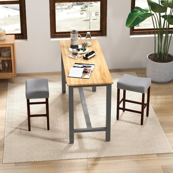 Set Of 2 25 Inch Bar Stool With Curved Seat Cushions Gray Jv10850Gr 24 By Cw