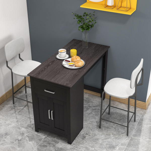 Counter Height Bar Table With Storage Cabinet And Drawer Black Jv10877Bk By Cw