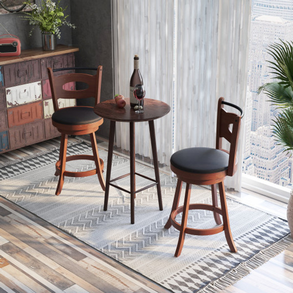 2 Pieces 24 29 Inch Swivel Bar Stools With Curved Backrest And Seat Cushions 24 Inches Jv10875Bn 24 By Cw