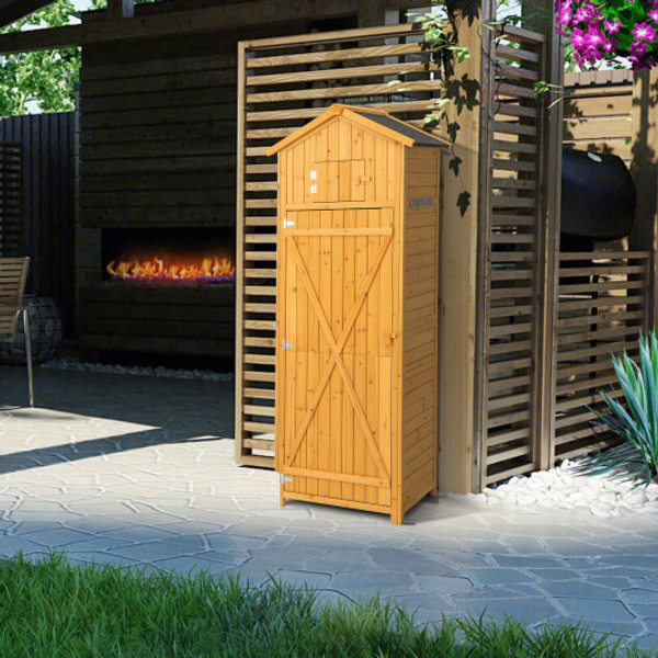 71 Inch Tall Garden Tool Storage Cabinet With Lockable Doors And Foldable Table Natural Gt3918Na By Cw