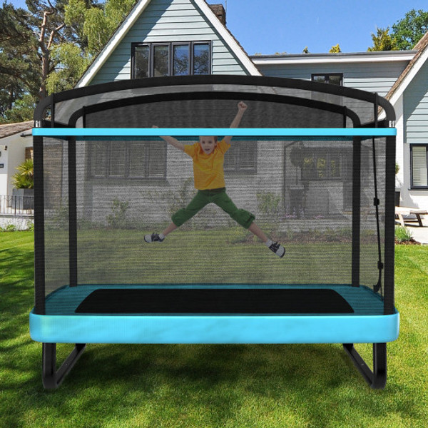 6 Feet Kids Entertaining Trampoline With Swing Safety Fence Blue Tw10004Bl By Cw