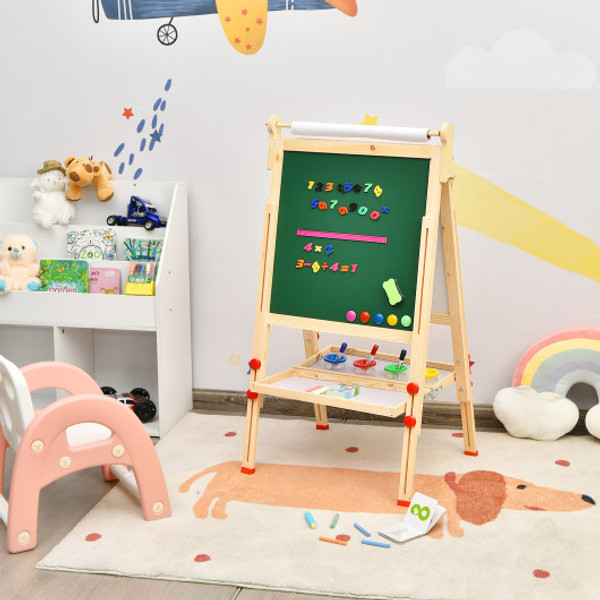 Kids Art Easel With Paper Roll Double Sided Regulable Drawing Easel Plank Ty328031 By Cw