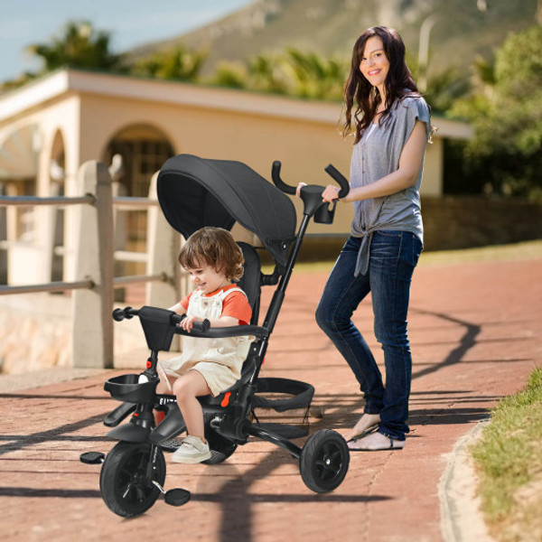 7 In 1 Detachable Baby Stroller With Canopy And Safety Harness Black Bc10124Dk By Cw