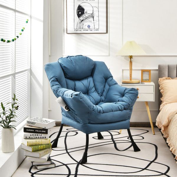 Modern Polyester Fabric Lazy Chair With Steel Frame And Side Pocket Navy Np10118Ny By Cw
