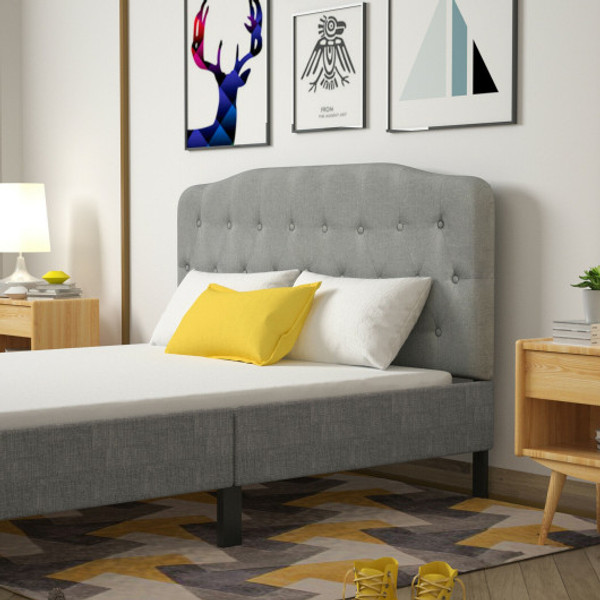 Queen Upholstered Headboard With Adjustable Heights Light Gray Hu10069Lg By Cw