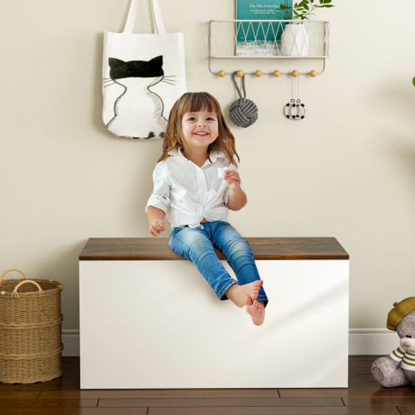 Flip Top Storage Chest With Self Hold Cover And Pneumatic Rod White Jz10042Wh By Cw