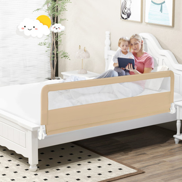 71 Inch Extra Long Swing Down Bed Guardrail With Safety Straps Beige Bs10002Ms By Cw