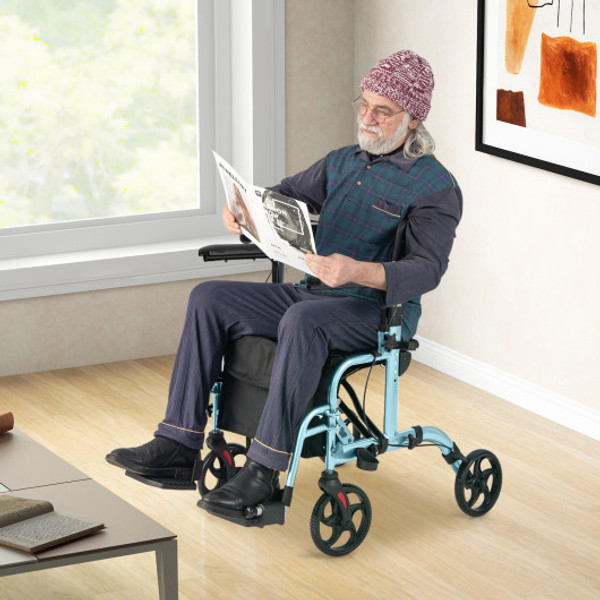Folding Rollator Walker With Seat And Wheels Supports Up To 300 Lbs Navy Jh10013Ny By Cw