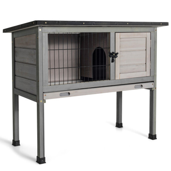 Small Elevated Rabbit Hutch With Hinged Asphalt Roof And Removable Tray Pw10008 By Cw
