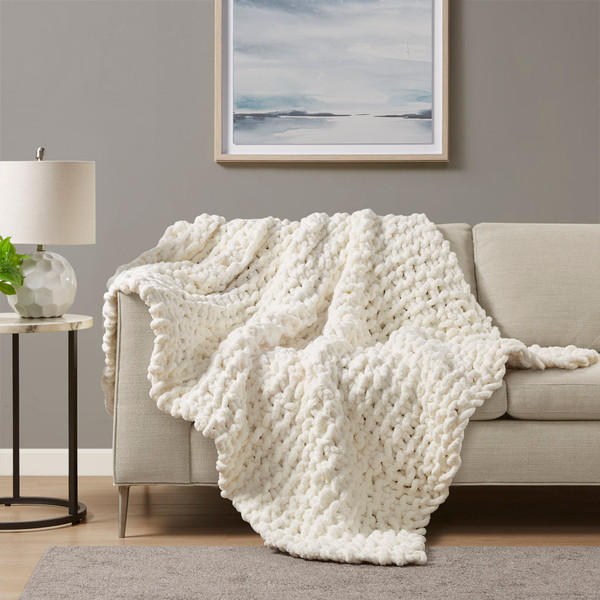 Olliix Chenille Chunky Knit Throw Mp50 7673