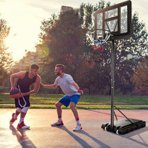 Adjustable Portable Basketball Hoop Stand With Shatterproof Backboard Wheels Sp37743 By Cw