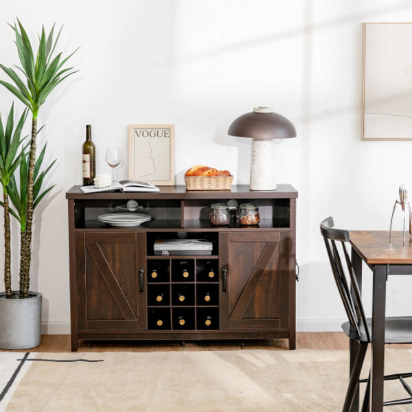 Farmhouse Sideboard With Detachable Wine Rack And Cabinets Brown Jv10185Bn By Cw