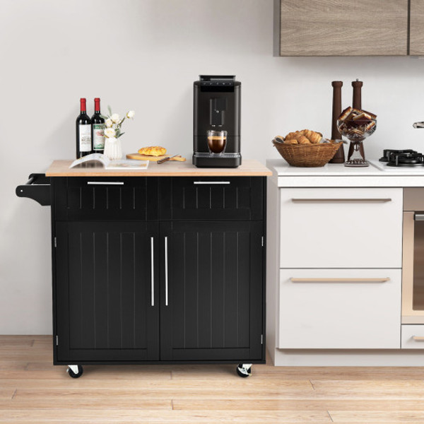 Heavy Duty Rolling Kitchen Cart With Tower Holder And Drawer Black Hw55461Bk By Cw