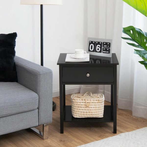 Wooden Storage Shelf With Drawer For Bedroom And Living Room Black Hw66943Bk By Cw