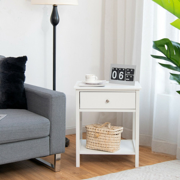 Wooden Storage Shelf With Drawer For Bedroom And Living Room White Hw66943Wh By Cw