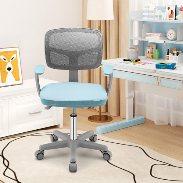 Adjustable Desk Chair With Auto Brake Casters For Kids Blue Hy10040Bl By Cw