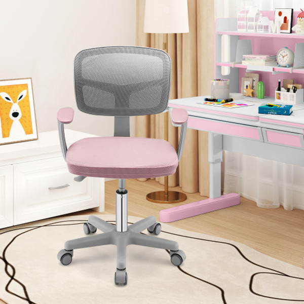 Adjustable Desk Chair With Auto Brake Casters For Kids Pink Hy10040Pk By Cw