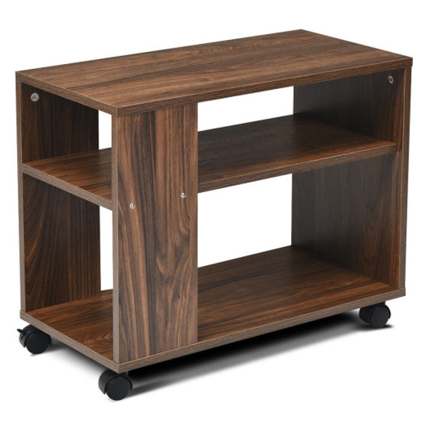 Multifunctional 3 Tier Side Table With Wheels And Large Storage Shelf Hw63996Na By Cw