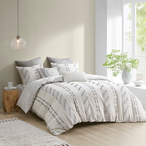Olliix Kara 3 Piece Cotton Jacquard Duvet Cover Set King Cal King Ii12 1269