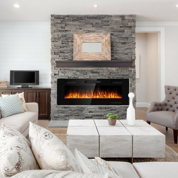 50 Inch Recessed Ultra Thin Electric Fireplace With Timer Ep24705 By Cw