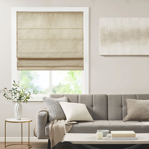 Olliix Como Printed Faux Silk Room Darkening Cordless Roman Shade Mp40 7448