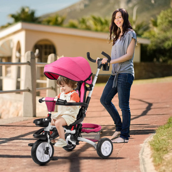 7 In 1 Detachable Baby Stroller With Canopy And Safety Harness Pink Bc10124Pi By Cw