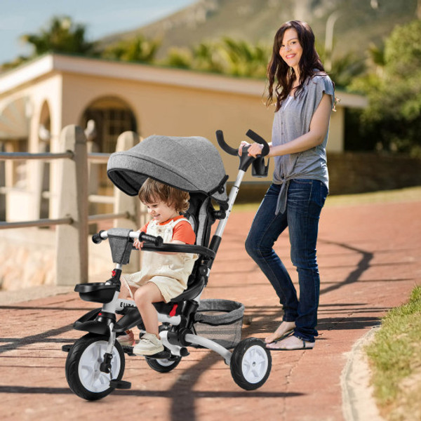 7 In 1 Detachable Baby Stroller With Canopy And Safety Harness Gray Bc10124Gr By Cw