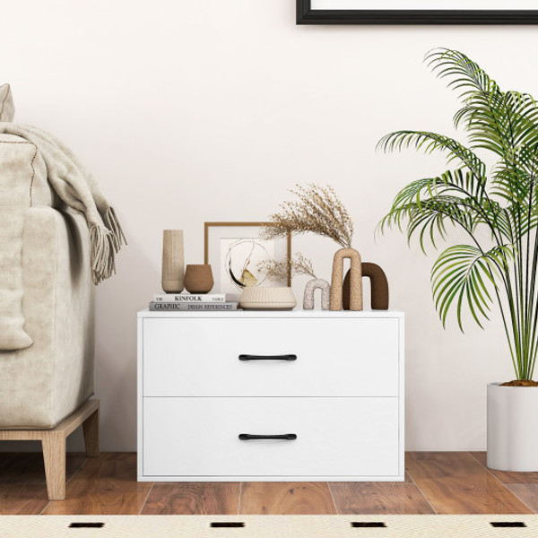 2 Drawer Stackable Horizontal Storage Cabinet Dresser Chest With Handles White Jz10082Wh By Cw
