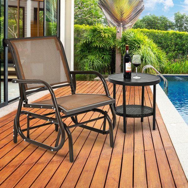 Outdoor Single Swing Glider Rocking Chair With Armrest Brown Op70562Bn By Cw