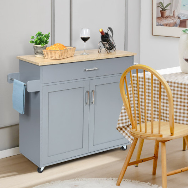 Rolling Kitchen Island Cart With Towel And Spice Rack Gray Kc51983Gr By Cw
