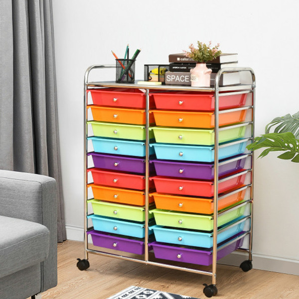 Multipurpose 20 Drawers Storage Rolling Cart Studio Organizer Multicolor Hw56501Mt By Cw