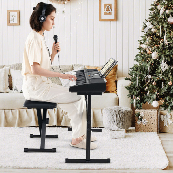 61 Key Portable Electronic Keyboard Piano With Stand And Stool Mu70009 By Cw