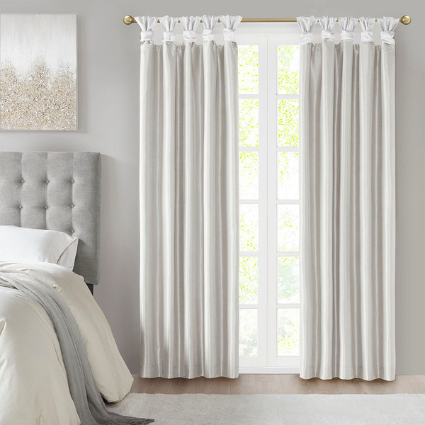 Madison Park Emilia 100 Polyester Solid Faux Silk Twisted Tab Blackout Panel Mp40 6366 By Olliix